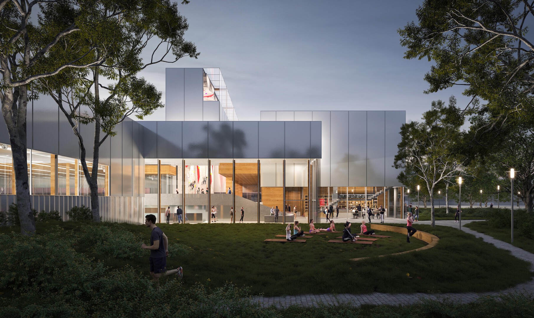 Sustainable and circular sports complex with sports hall and classrooms