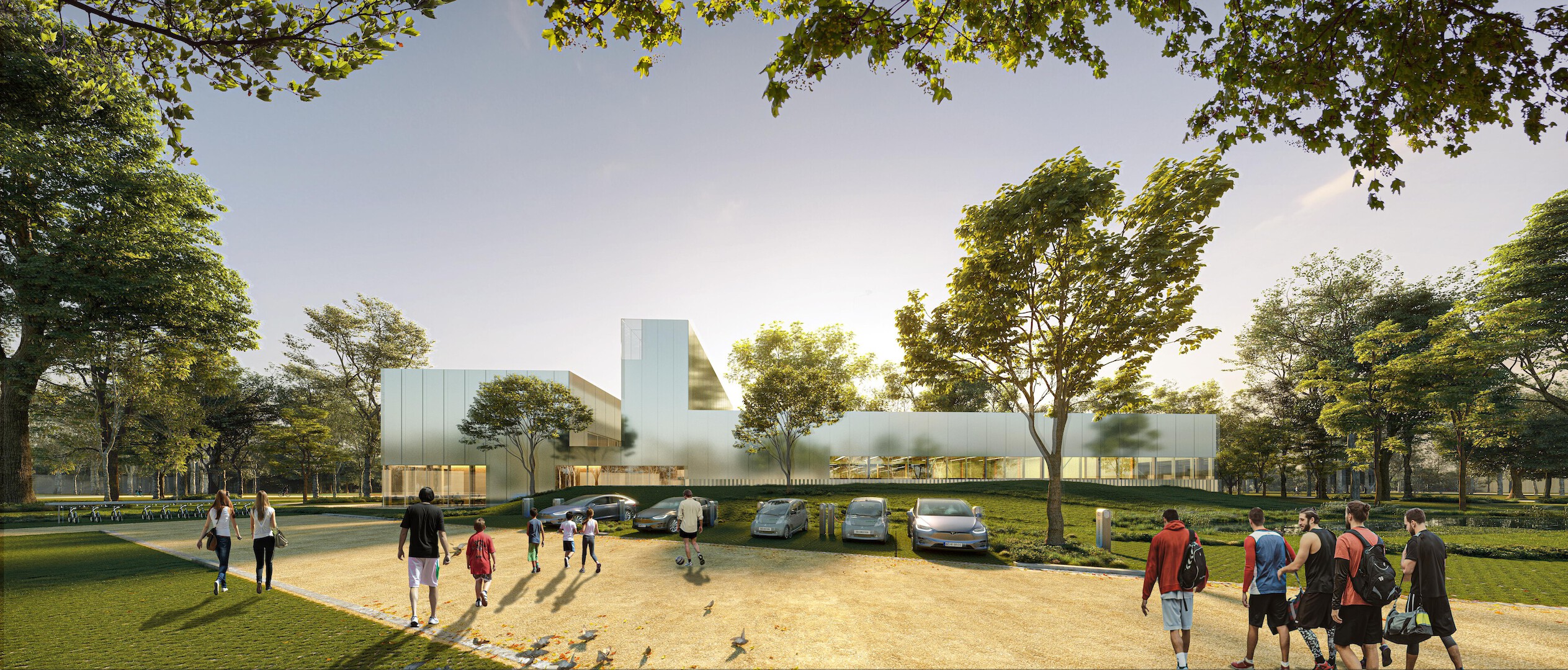 Sustainable and circular sports complex with sports hall and classrooms