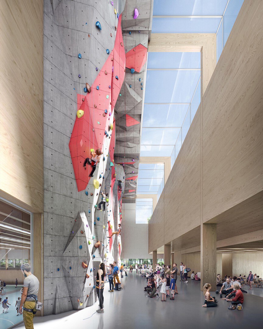 Sustainable and circular sports complex with sports hall and classrooms