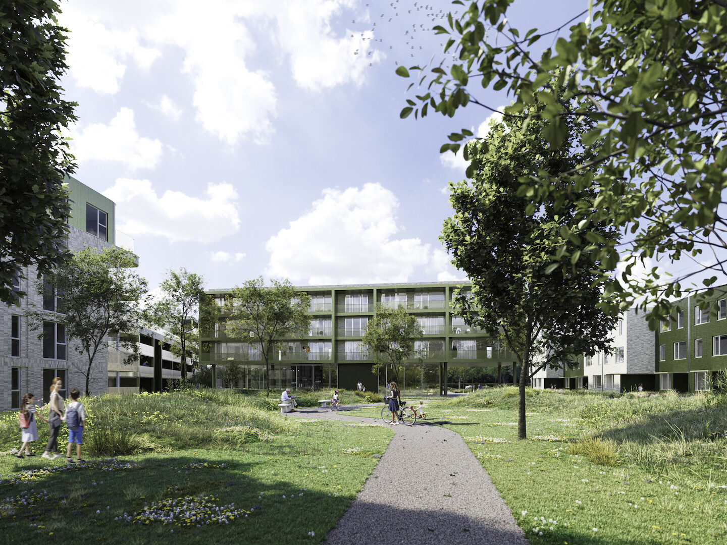 Duurzaam nieuwbouwproject in massiefhoutbouw bestaande uit een mix van 74 wooneenheden