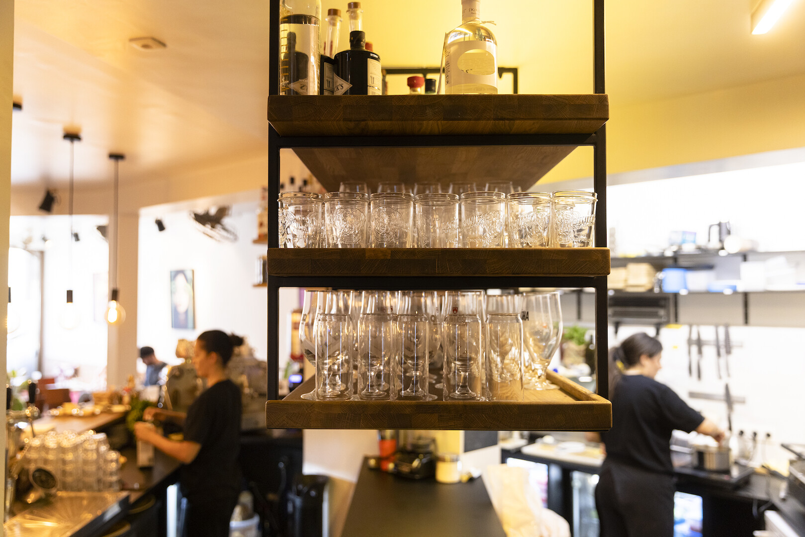Interior design for the Revista, from coffee bar by day to cocktail bar by night.