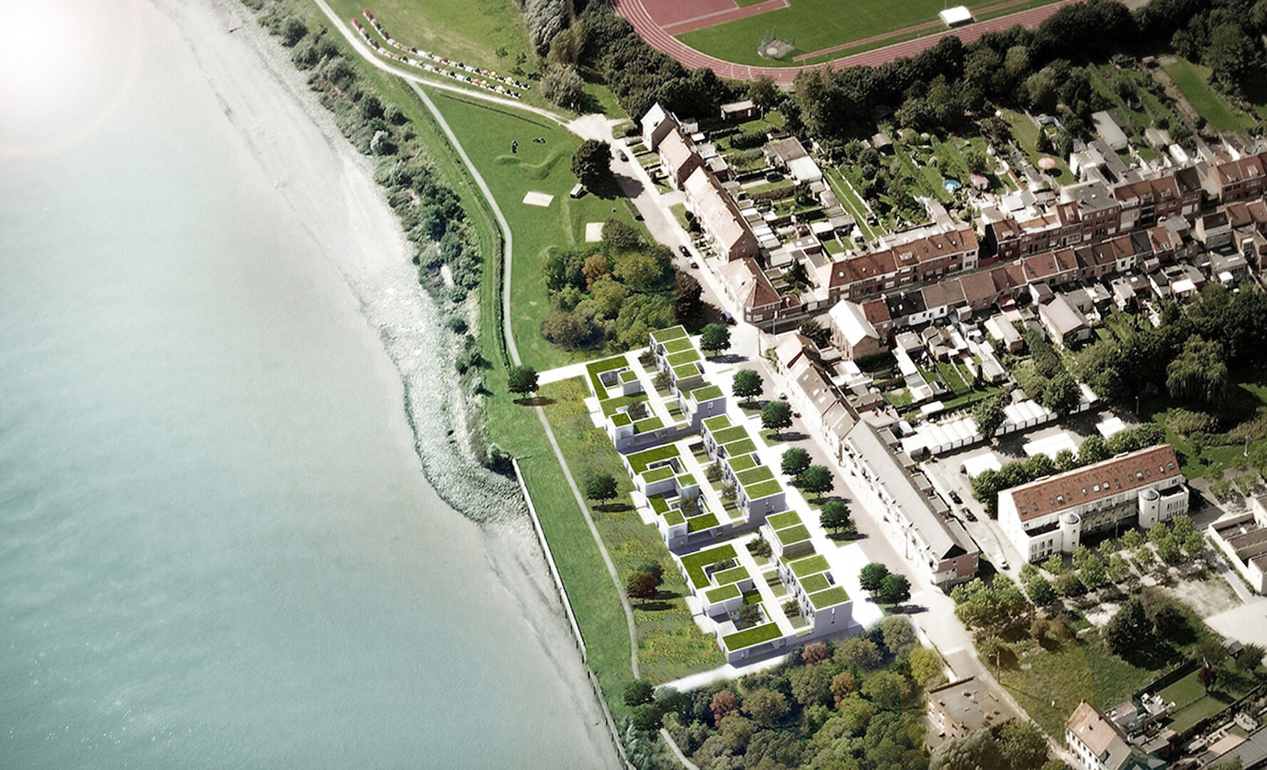 'Room with a view', winnend wedstrijdontwerp voor 30 eengezinswoningen
